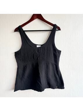 Cozy Earth Boardwalk Breeze Gauze Tank Top Black Scoop Neck Women's Size Med
